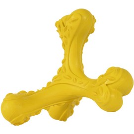 CVALIN Dog Chew Toys for Aggressive Chewers Large Breed,Indestructible Bones Toy，Durable Cleaning Toothbrush Natural Rubber Dog Toys… (Yellow)