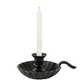DreamsEden Cast Iron Candle Holder with Handle - Vintage Taper Candlestick Holder Metal Candlelight Stand for Dining Room Farmhouse Home Decoration