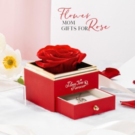 NEWNOVE Preserved Real Red Rose with I Love You Mom Gifts, Forever Flowers Gifts for Mom from Daughter, Son, Kids, Best Birthday Mom Gifts Ideas