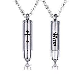 MEMORIALU Celtic Cross Bullet Urn Necklaces for Mom Ashes Women Cremation Jewelry Stainless Steel Keepsake Memorial Pendant for Mother