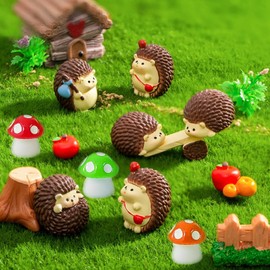 XcnPer 15Pcs Fairy Garden Accessories, Fairy Garden Ornaments Outdoor, Fairies for Fairy Gardens, DIY Decorative Set for Indoor and Outdoor Use, Includes Hedgehogs, Mushrooms, and Seesaw