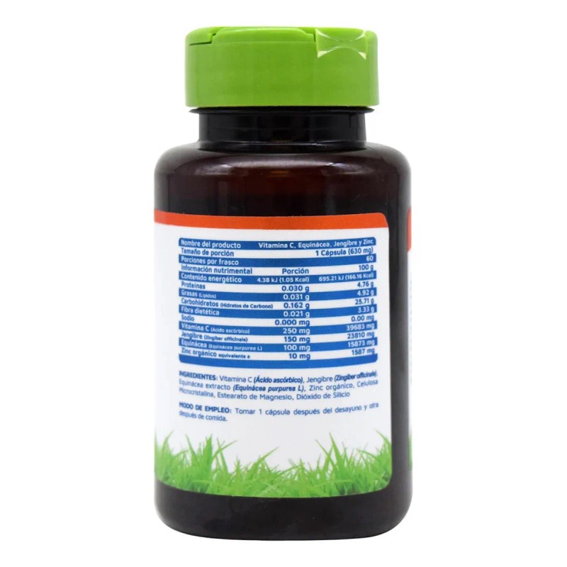 Vitamina C Equincea Jengibre Y Zinc Vidanat 60 Cpsulas Sin