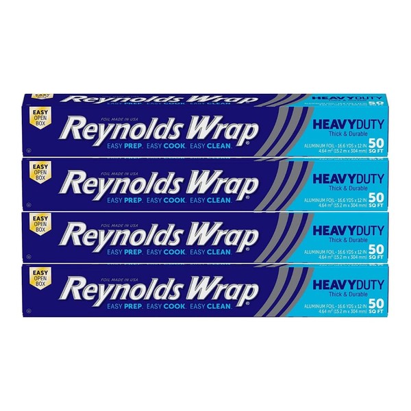 Reynolds Wrap Aluminum Foil, Heavy Duty, 50 sq ft, (Pack of 4)