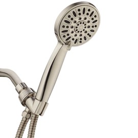 AquaDance High Pressure 6-Setting Full Brushed Nickel 4" Handheld Shower with Hose, The Ultimate Shower Experience Officially Independently Tested to Strict US Quality & Performance Standards -1.8 GPM