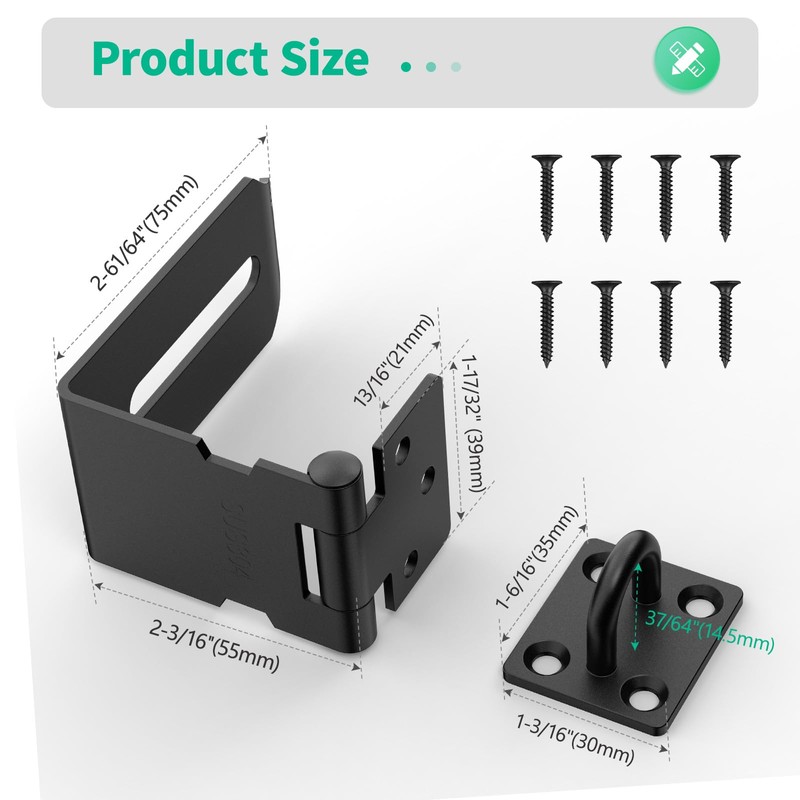 YogePote 90 Degree Hasp Latch, Heavy Duty 304 Stainless Steel