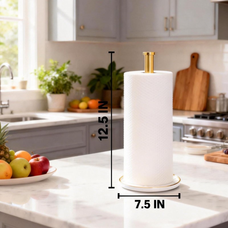 Paper Towel Holder Countertop,Kitchen Paper Towels Holder with Weighted Ceramic