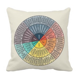 Wheel of Emotions Feelings Velvet Throw Pillow Covers Cozy Square Pillowcases Home Decor for Bed Couch Sofa Therapy Office Living Room Cushion Covers Counselor Physical Therapist Gifts 16"x16"
