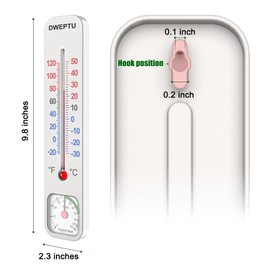 Outdoor/Indoor Thermometer Hygrometer Humidity Monitor Temperature Humidity Gauge Meter with Celsius/Fahrenheit (℃/℉) for Patio Field Cellar Garden Humidors Greenhouse Closet by DWEPTU