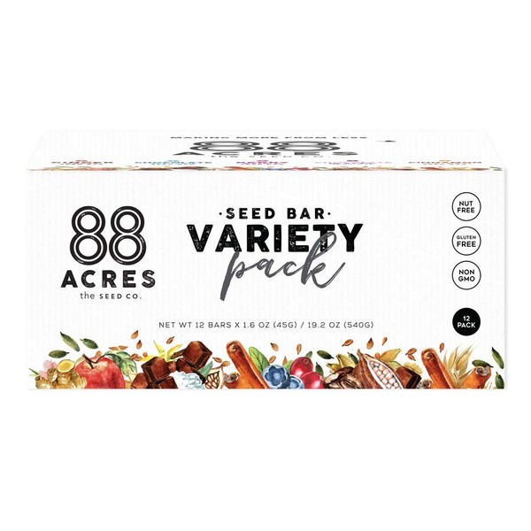 88 Acres Variety Pack Seed Granola Bars, Gluten-free, Nut-free, Non-gmo, Vegan (1.6 Oz, 12 pack)