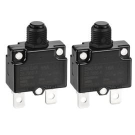 DMiotech 16A Thermal Circuit Breaker 125/250V AC 50V DC 50/60Hz Push Button Manual Reset Overload Protector Switch for Overload Protection Application,2 Pcs