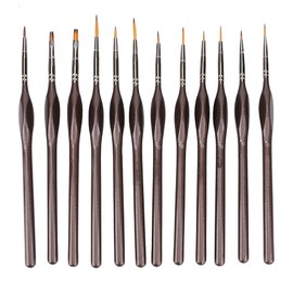 Miniature Detail Paint Brush Set 12pcs Tiny Professional Micro Miniature Painting Brushes Kit with Ergonomic Handle Round Pointed Tip Paintbrushes Acrylic Paint Brushes(12PCS Fine Liner Brushes)