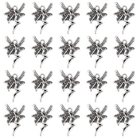 SUNNYCLUE 1 Box 80Pcs Silver Angel Charm Bulk Guardian Angels Charms Small Tibetan Style Metal Mini Antique Fairy Charms Bulk for Jewelry Making Charms Keychain Earrings Necklaces DIY Crafting Women