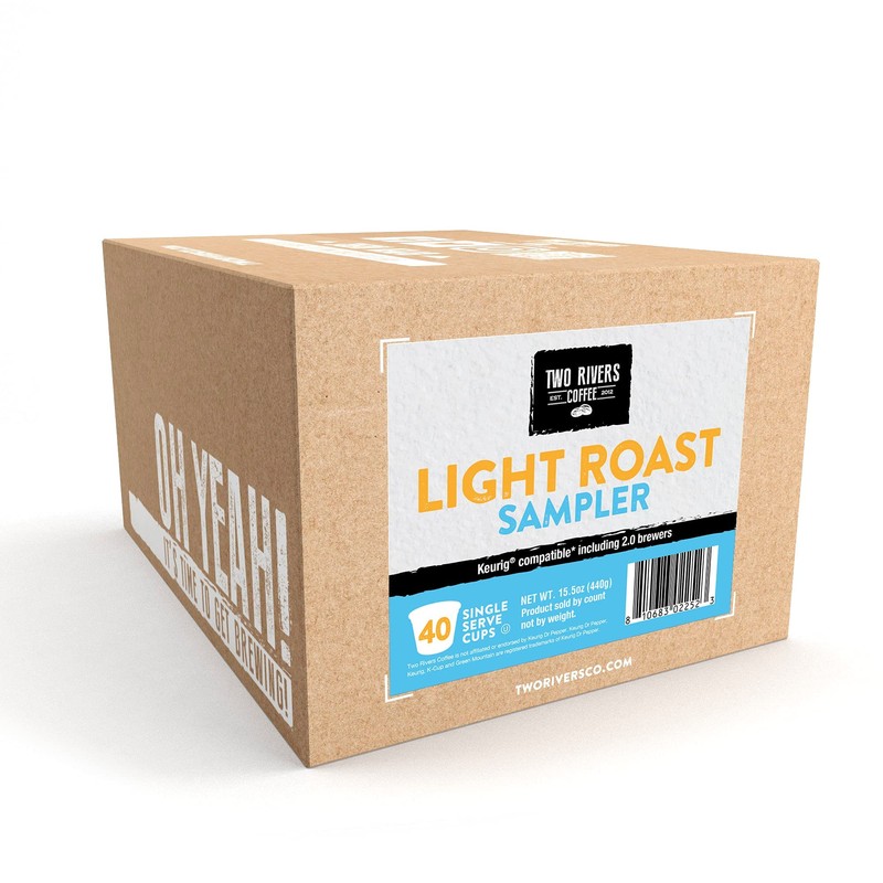 Two Rivers Coffee Light Roast Coffee Pods, Compatible with K