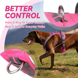 VIVAGLORY Easewalk No Pull Dog Harness, Dog Harness for Training & Walking with Front Clip & Handle, No Pull & Escape Proof for Pet Puppy, XS, Pink