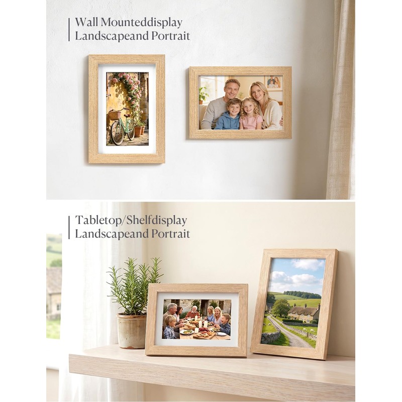 HOUSE DAY 6x4 Photo Frame, Oak Wood Picture Frames Tabletop