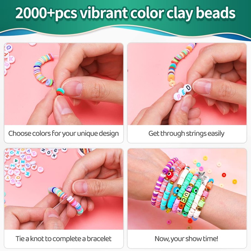 IOOLEEM 2000+pcs Yellow Polymer Beads for Bracelets and Jewelry Crafts