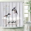 WUASDCS Funny Penguin Shower Curtain Cute Animals in Bathtub Bubble