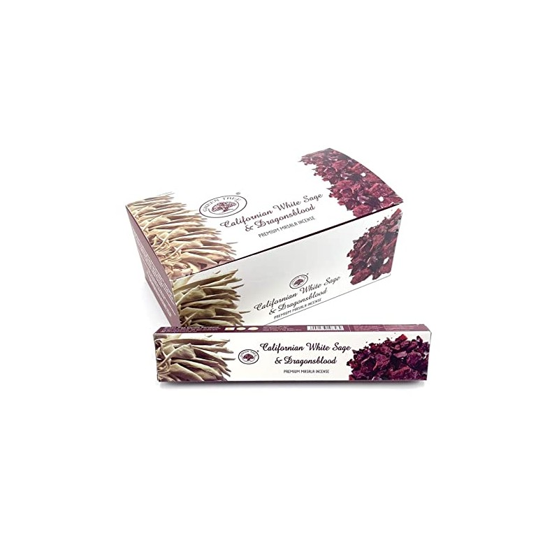 White Sage & Dragons Blood Incense Sticks Green Tree 12