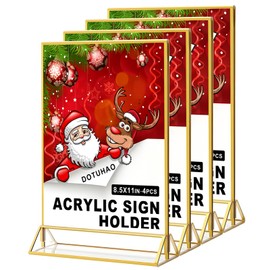 DOTUHAO Acrylic Sign Holder, 8.5 x 11 In 4 Pack Acrylic Sign, Flyer Holder, Table Signs Holders, Flyer Stand, Double Sided Flyers Holders Table Menu Display Stand for Wedding Tables Number (4 PCS)