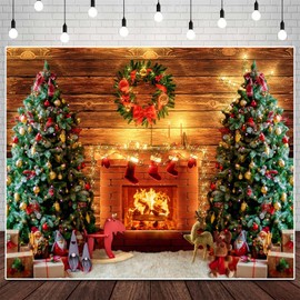 Christmas Photography Backdrop Fireplace Wood Xmas Party Background Home Decor Kids Adults Portrait Christmas Party Home Decorations Wallpaper Photo Studio Props10x8ft