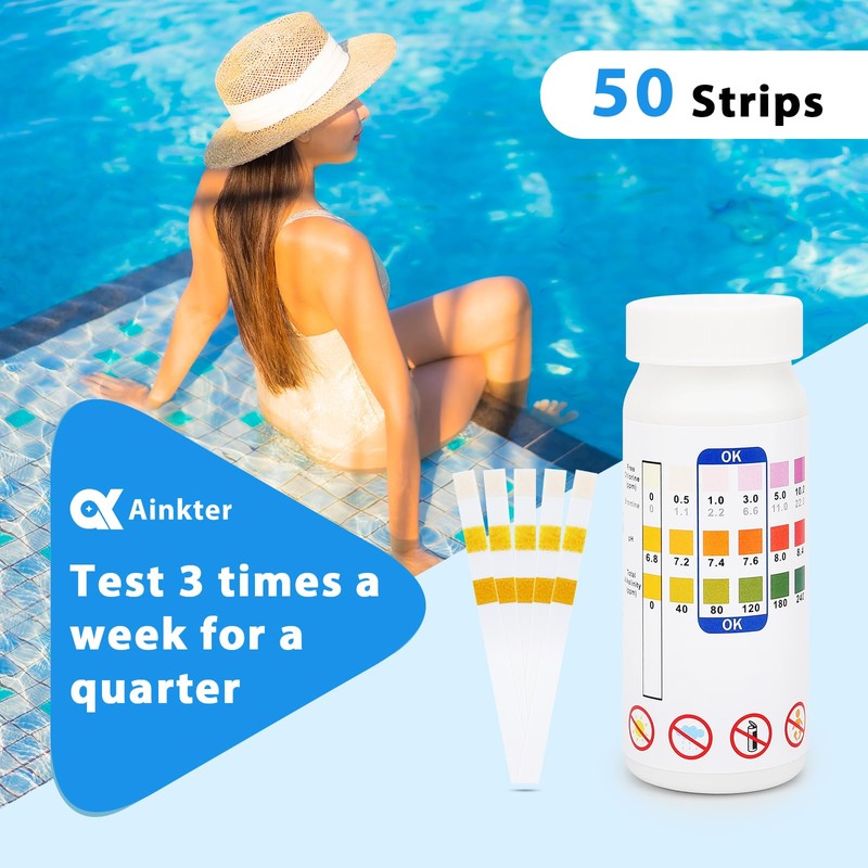 Ainkter Pool Test Strips - 3-in-1 Pool Water Testing Kit