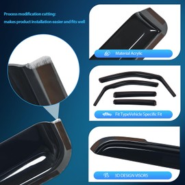 Nilight in Channel Rain Guards for Honda Ridgeline 2017 2018 2019 2020 2021 2022 2023 2024 Original Window Deflectors,Vent Window Visors-4PCS