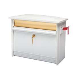 Architectural Mailboxes MailSafe™ Locking, Wall-Mounted Mailbox for Outside, Rust-Resistant Plastic & Aluminum Metal Small Mail Box with Lock and Key Drop Box, White