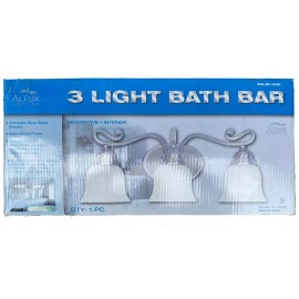 Altair 3 Light Bath Bar Alabaster Style Glass Shades Satin Nickel Finish-NIB