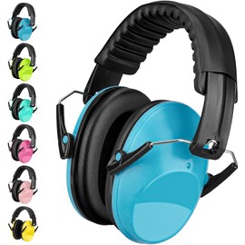Beedove Kids Noise Cancelling Ear Muffs, Foldable & Adjustable Ear Protection Safety Earmuffs with Soft Head Band, Adults Children Noise Reduction Earmuffs for Shooting(Blue)