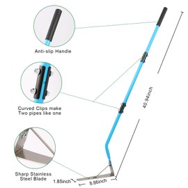 Weed Cutter,Grass Whip with Double-Edged 304 Stainless Steel Sharp Blade, Manual Weed wracker, Garden Tool, Sickle with 41’’ Soft Rubber Handle, Swing Blade Grass Cutter & Scythe for Tall Grass