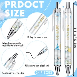 Chuangdi 24 Pcs Baby Shower Ballpoint Pens Favors Bulk Retractable Ballpoint Pen Black Ink with Baby Shower Gifts for Guests School Supply(Blue Elephant)