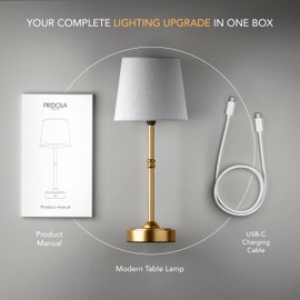 PRIDOLA Wireless Table Lamp - Rechargeable LED Desk Lamp with Dimmer, 3 Brightness Levels, Swedish Design for Home, LED Light Bulb Included, for Office, Kitchen or Bedroom (Black)