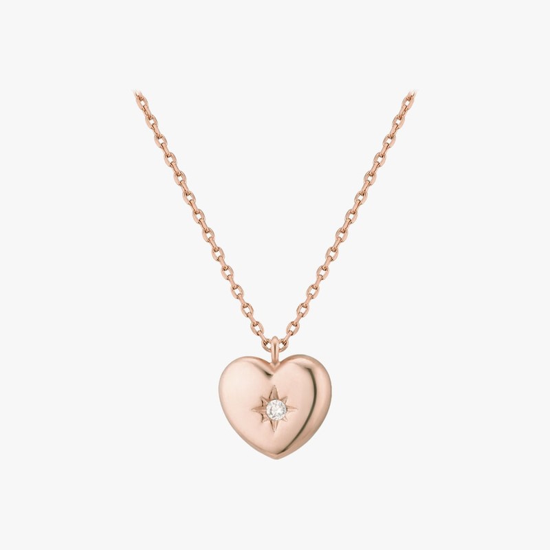 Gold&Deer 14KGP Heart Cubic Piece Necklace White Gold / 골드앤디어