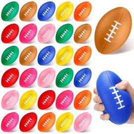 RoundFunny 32 Pcs Mini Foam Footballs 4.7 Inch Tiny Football Soft Sports Stress Small Colorful Toy Kids Football for Boys Girls School Carnival Reward Game Party Bag Gift Fillers