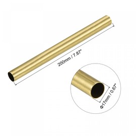 sourcing map Brass Round Tube 17 mm Outer Diameter 0.5 mm Wall Thickness 200 mm Length Pipe
