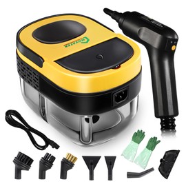 Handheld Steam Cleaner, On-off Control, 1600ml Water Tank, Continuous Steam for Cleaning Floors, Tiles, Carpets, Grout, Upholstery, Furniture Yellow