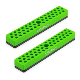 CASOMAN 2 x 1/4 inch hex bit organiser with magnetic base, green, 86 hole bit organiser with strong magnetic base, magnetic bit organiser for your specialty