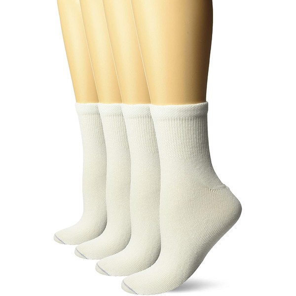 Dr. Scholl's Women's 4 Pack Diabetic and Circulatory Non Binding Ankle Socks, White, Shoe Size: 4-10