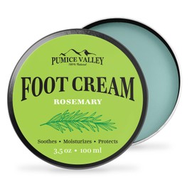 Pumice Valley Foot Cream for Dry Cracked Heels and Feet - Natural Foot Moisturizer Balm for Calluses and Dry Feet Treatment - Rosemary Foot Lotion 3.5 Oz