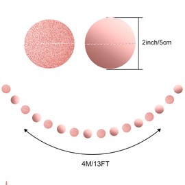 MIAHART 52 Feet Colorful Glitter Circle Dots Garland 4 Pcs Decorations Party Garland Hanging Banner for Birthday Baby Shower Wedding Christmas Party Decor (Rose Gold)