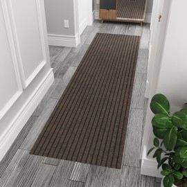 Ottomanson 2'7" x 9' Hallway Runner with Scraper Pile - Extra Durable Non-Slip Rug Mat for Indoor & Outdoor Use - Ideal for Kitchen, Entryway & Garage - High-Traffic Carpet, Brown