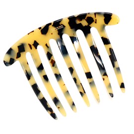 French Amie Handmade White Tokyo Celluloid Acetate 7 Teeth Side Hair Comb Flexible for Women and Girls Paris Stylish Hair Accessories, Made in France