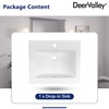 DeerValley 21"x18" Drop-In Bathroom Sink Ceramic Rectangle Vessel Sink with