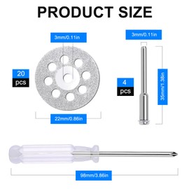30 PCS Auxiren Professional 545 Diamond Cutting Discs，Diamond Cutting Wheel Kit for Dremel Rotary Tools | 22mm Blades + 6 Mandrels & Screwdriver