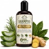 Shampoo anticaída orgánico con romero, aloe vera y vitamina E
