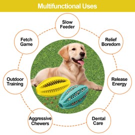 Proxima Direct Dog Toy Balls for Large Dogs, 2 Pack Dog Chew Toys for Slow Feeding Teeth Cleaning, Oval Interactive Pet Ball Toy for Training Fetch Game Relieve Boredom Durable Outdoor Indoor