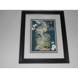 Large Framed Game of Thrones Westeros Map Poster #2 Stark, Lannister 24" by 20"