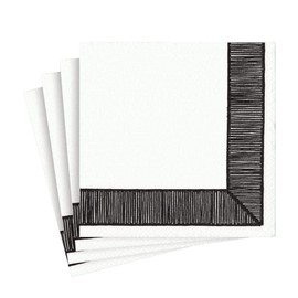 Caspari Ribbon Border Paper Luncheon Napkins in Black - 20 Per Package