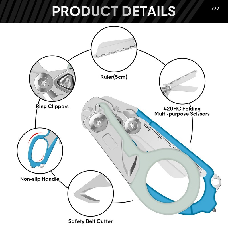 Emergency Shears with Strap Cutter and Glass Breaker Stainless Steel