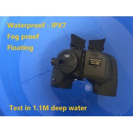 Hooway 7x50 HD Waterproof Military Marine Binoculars w/Internal Rangefinder & Compass for,Bird Watching,Boating and More(Army Green) …